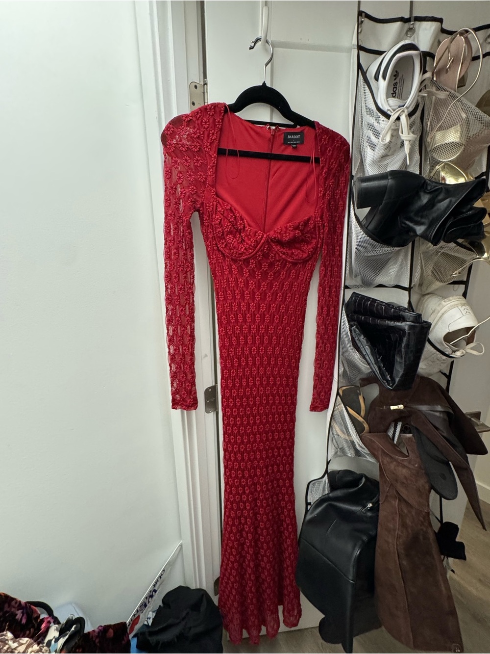 Bardot Red Lace-Detail Women's Jacket
